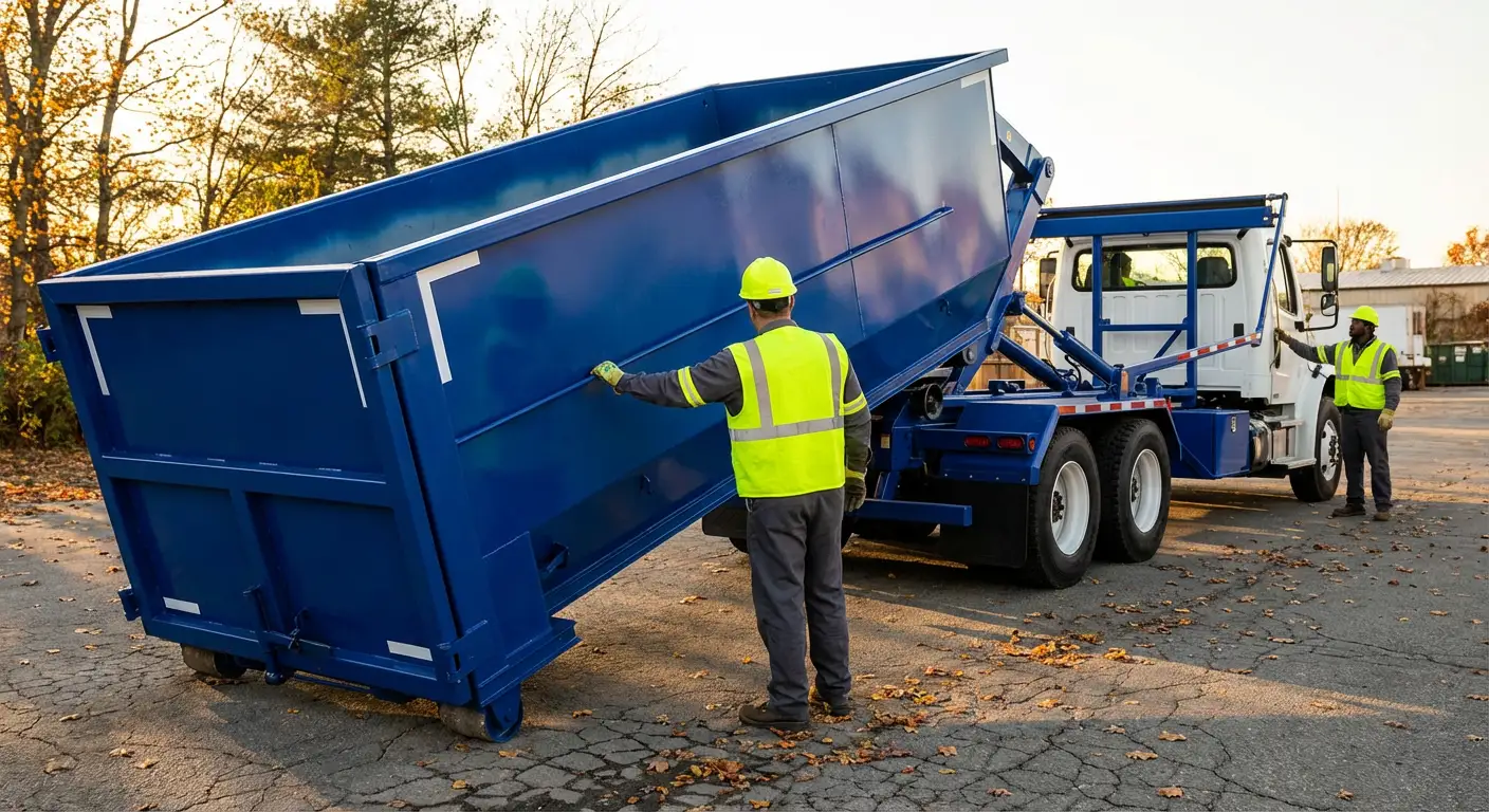 Commercial roll-off dumpster delivery truck in Odessa, TX